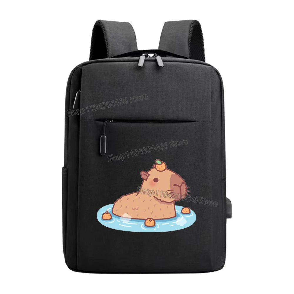 Capybara Laptop Backpack for Men,women Cute Animal Multi-functional Backpacks Fashion Anime Male Usb Charging Computer Bag Gift
