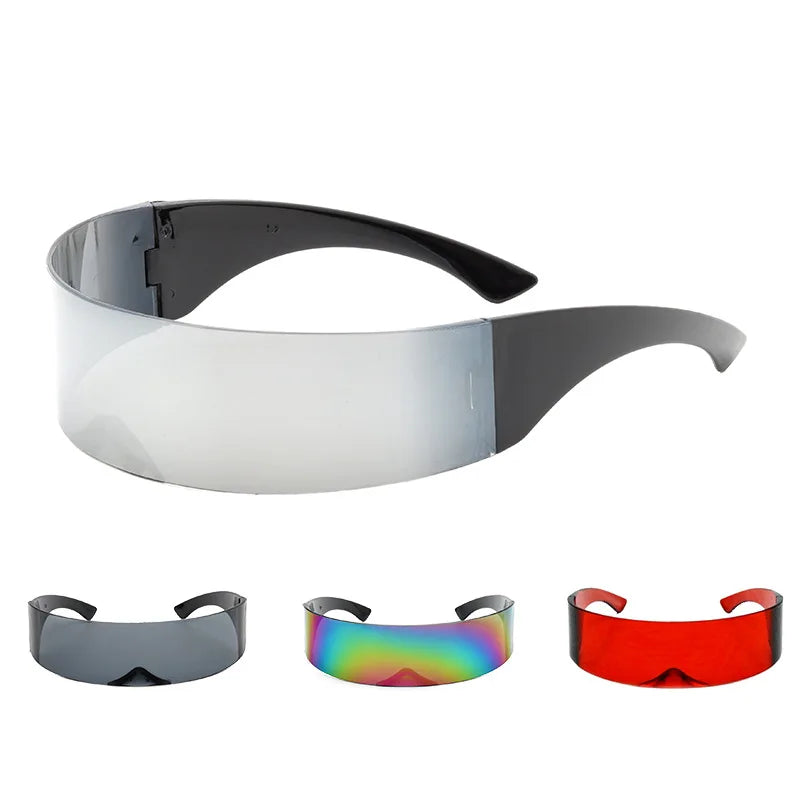 Novelty Metallic Silver Space Robot Party Eye Glasses     Soldier Sunglasses Unisex Photo Prop Goggles