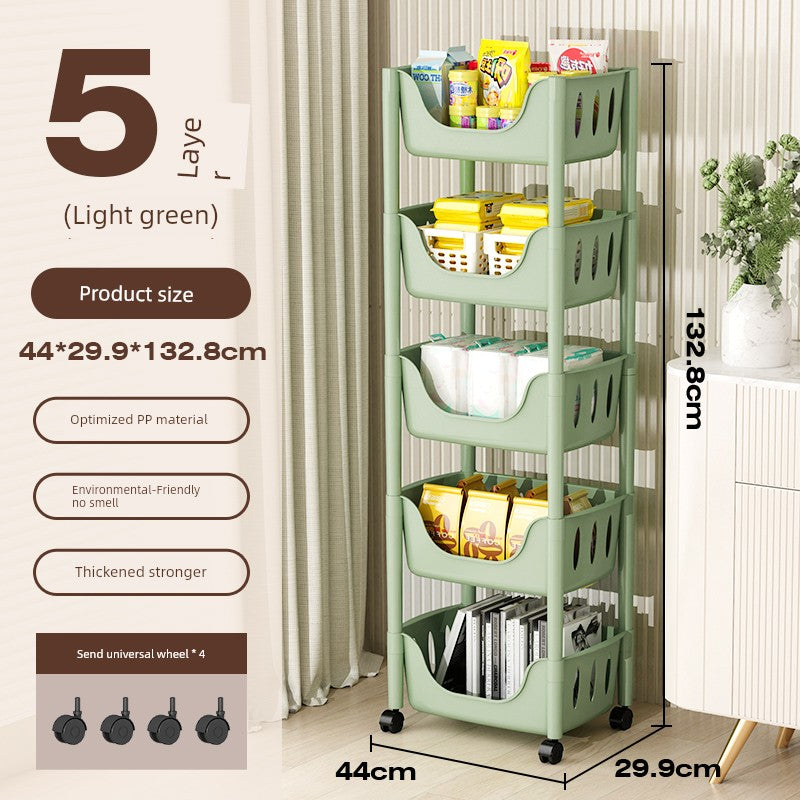 Multi-Layer Fruit and Vegetable Living Room and Bathroom Bookshelf Mobile Trolley