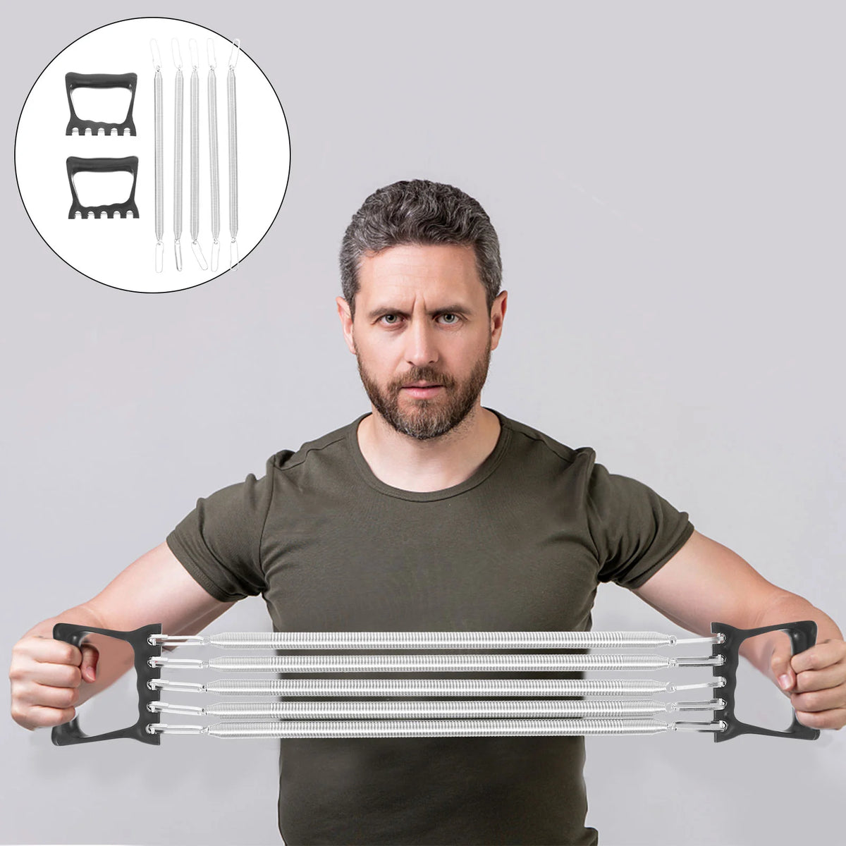 Tool Spring Chest Expander Fitness Resistance Band Handle Waist Trainer for Men Plastic Steel Exercise