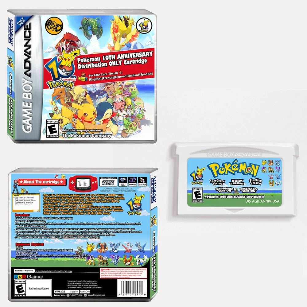 GBA Game Cassette GBA Pokémon 10th Anniversary Delivery Pokemon Distribution Cassette
