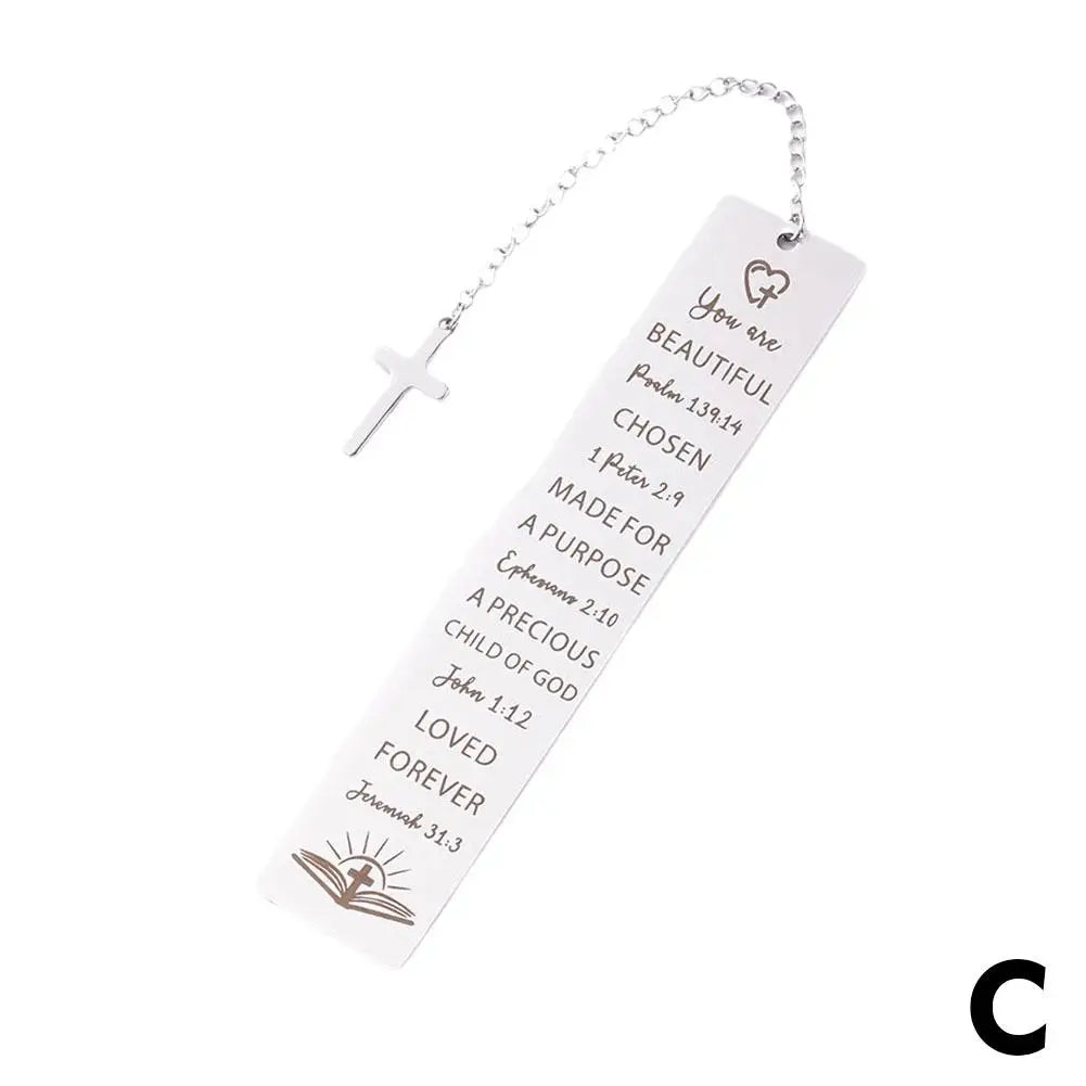 Stainless Steel Bookmark Cross Pendant Reading Book Page Marker Book Retro Mark Marker Stationery Bookmarks Supplies