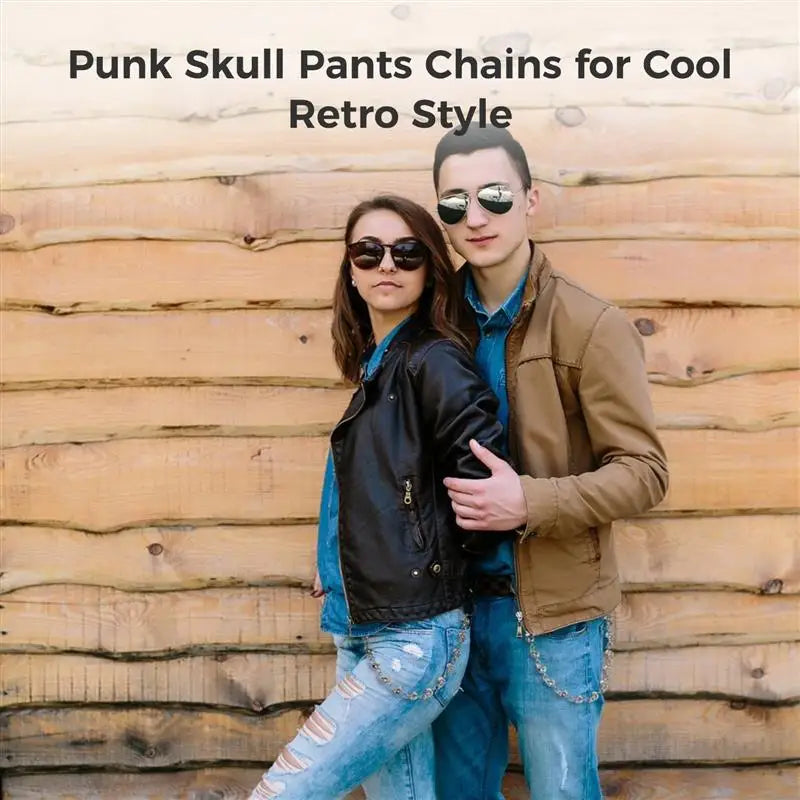 2Pcs Skull Pants Chains Clothes Skull Chains For Men Biker Chain Punk Heavy Skull Goth Wallet Chains Punk Skull Pants Chains