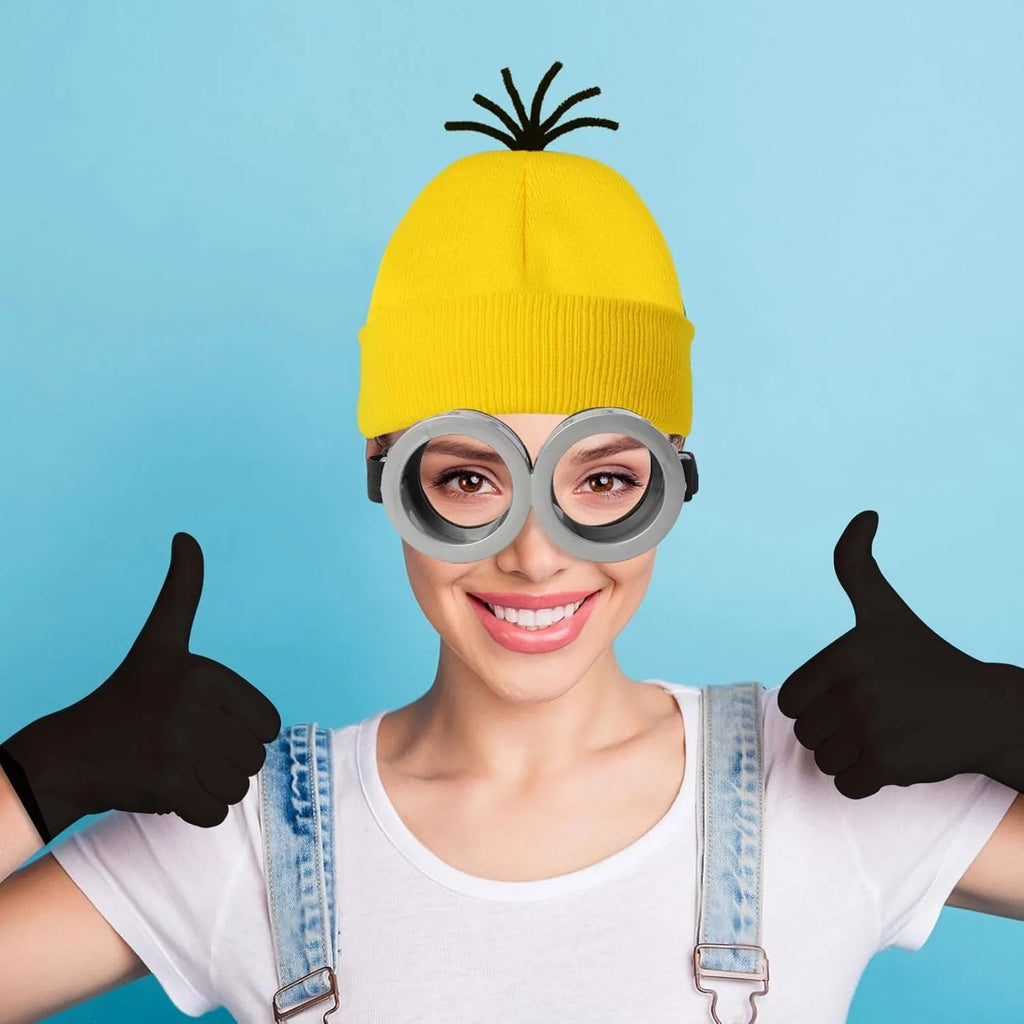 Halloween Cosplay Costumes Small Yellow Hat Knitted Hat Gloves Cos Suit Props Party Show Parent-child Gift Novelty Glasses Kids