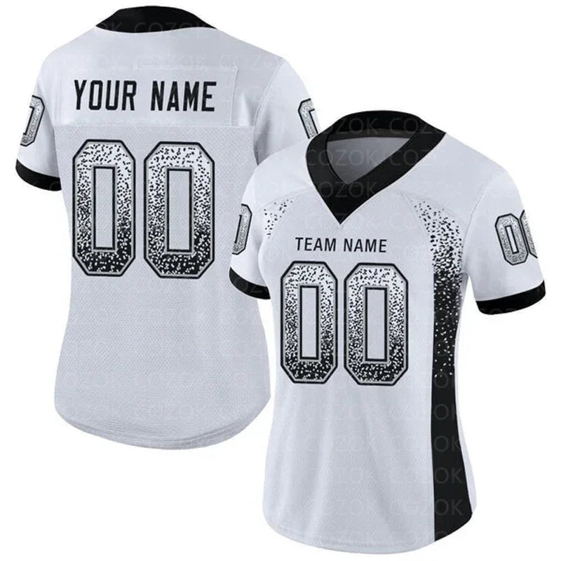 White Grey Customized Football Jersey for Men Women Football Short Sleeves Athletic Unisex Tee Shirts
