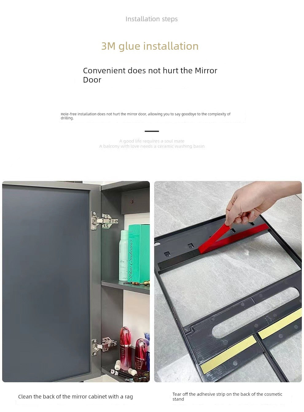 Accessible Luxury Cosmetics Storage Rack Punch-Free Bathroom Cabinet