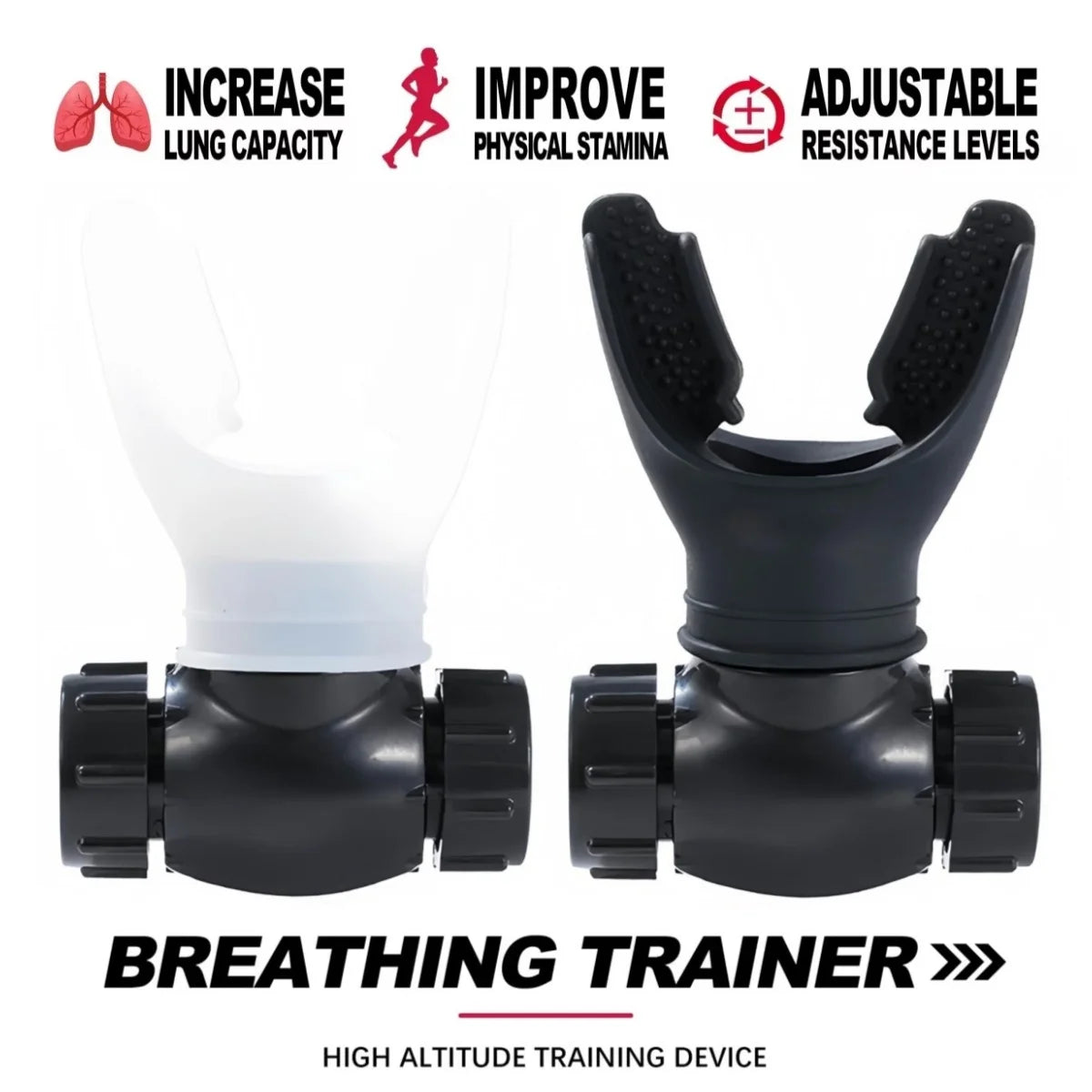 1PCS Silicone Breathing Trainer Respiratory Muscles Portable Lightweight Lung Flexer Durable Fitness Adjustable Exerciser Device