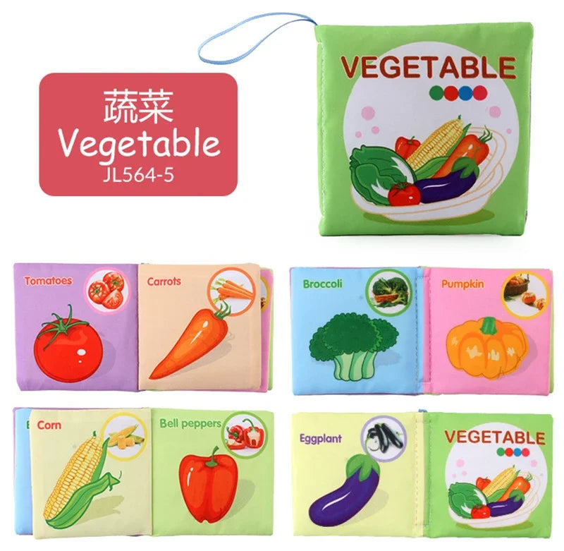 0-12Monthes Baby Cloth Book Fruits Animals Cognize Puzzle Book Infant Kids Early Learning Educational Fabric Books Toys игрушк