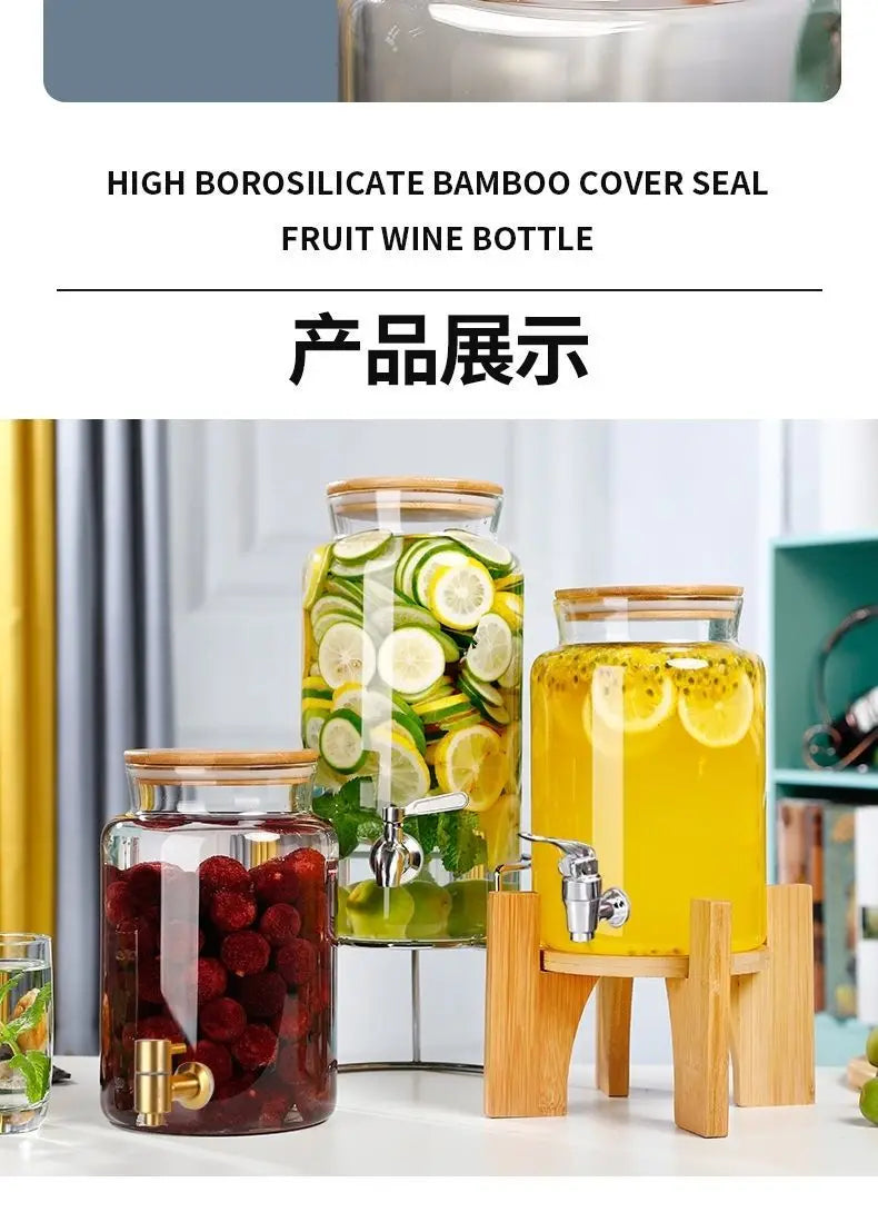 Glass Bottle with Faucet for Brewing Wine, Special Container for Brewing Cans, Sealed Liquor Jug
