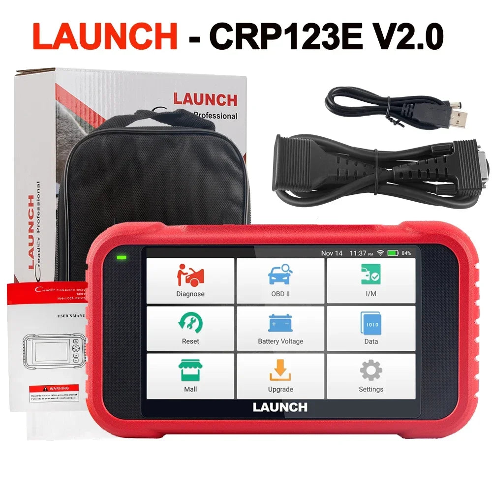 2024 New- LAUNCH X431 CRP123E V2.0 Car OBD2 Diagnostic Tools Auto OBD Scanner ABS SRS Engine AT+ 7 Reset Service Free Update