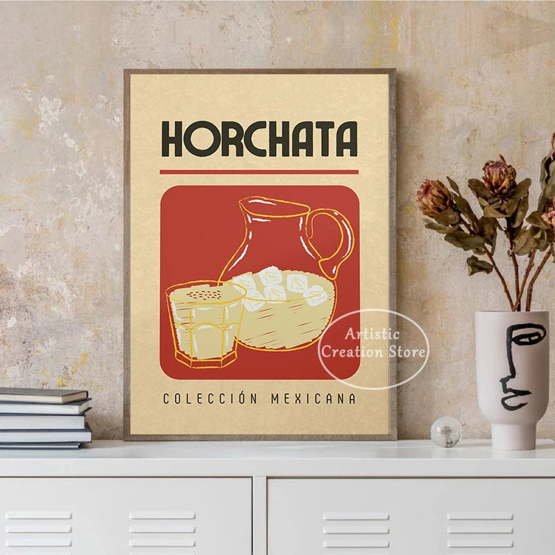 Mexican Drinks Posters Vintage Mexican Beverages Travel Wall Art Canvas Painting Print Wall Living Room Kitchen Home Decor Gifts