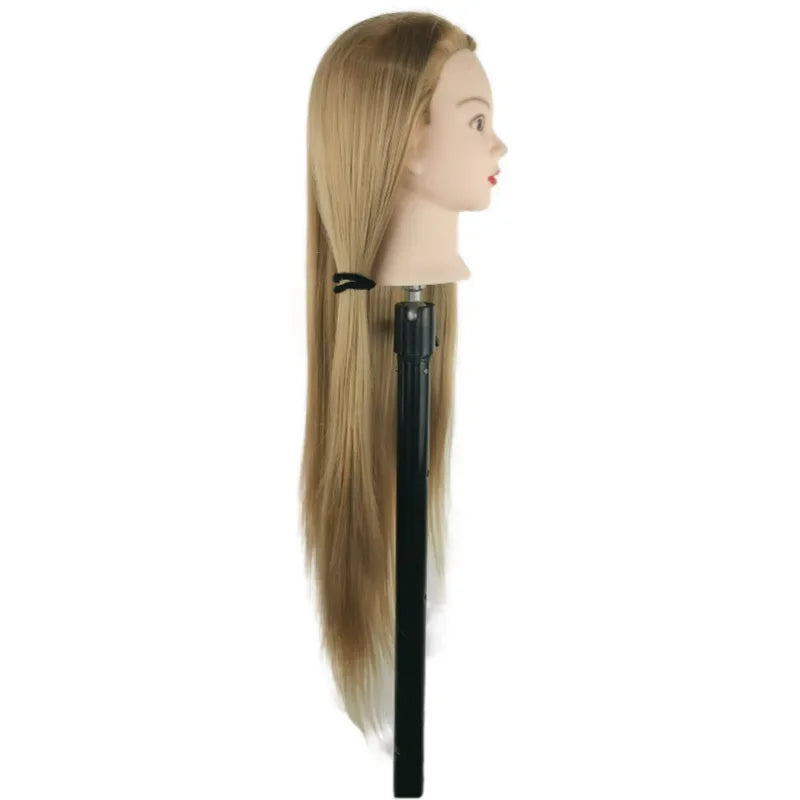 Long Hair Mannequin Head With Stand Hairdresser Practice Training Head Cosmetology Doll Hair braiding Practice Head for Salon