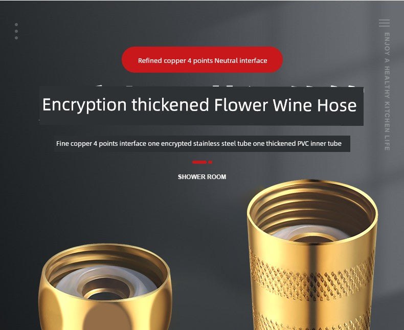 Shower Hose Explosion-Proof Shower Tube Boost Nozzle Refined Copper Neutral Connecting Pipe Water Heater Accessories Complete Collection Punch-Free