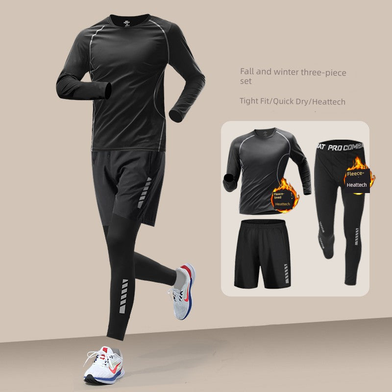 Winter Running Outfit Men's Quick-Drying Tights Fleece-lined Warm Keeping Sports Intimates High Elastic Cycling Fitness Training Compression
