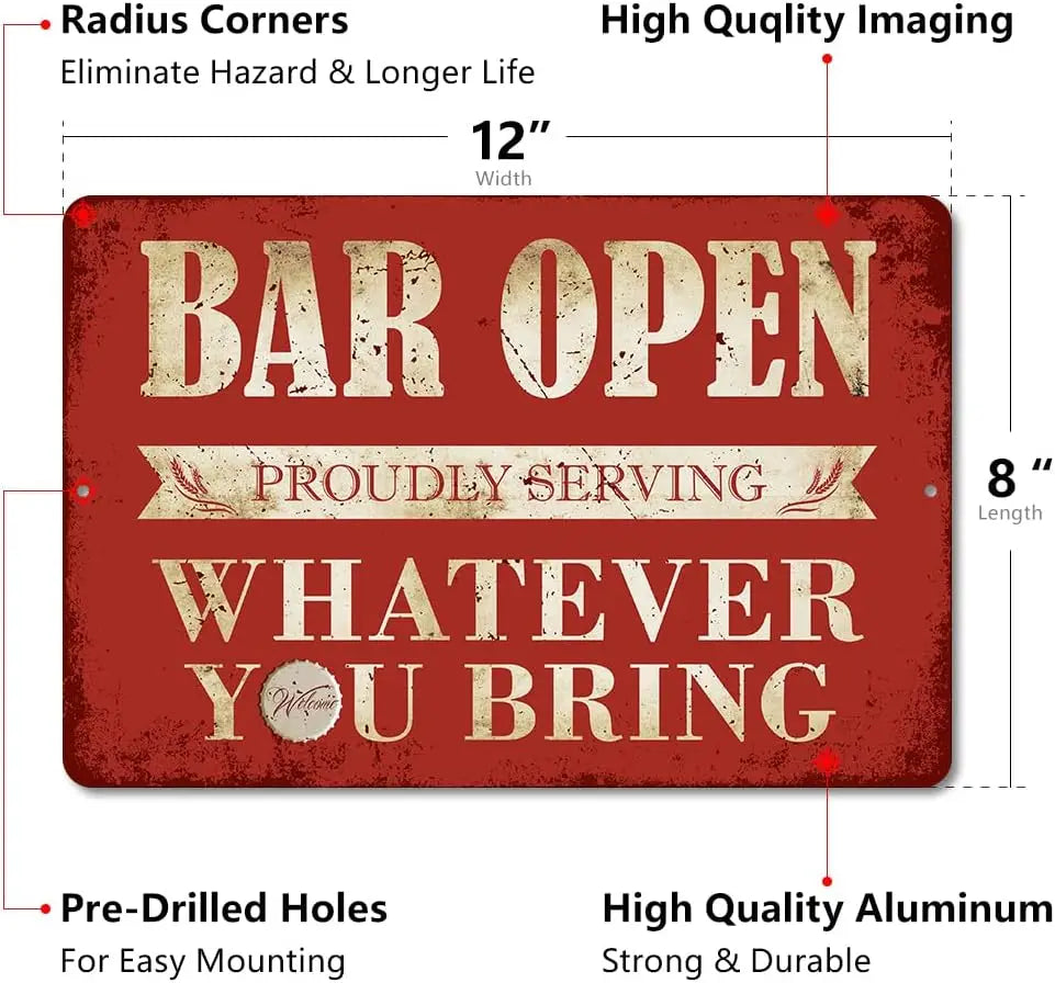 Iron Painting Retro Art Bar Logo Decoration Fun Home Open Metal Men's Cave Gifts Indoor and Outdoor