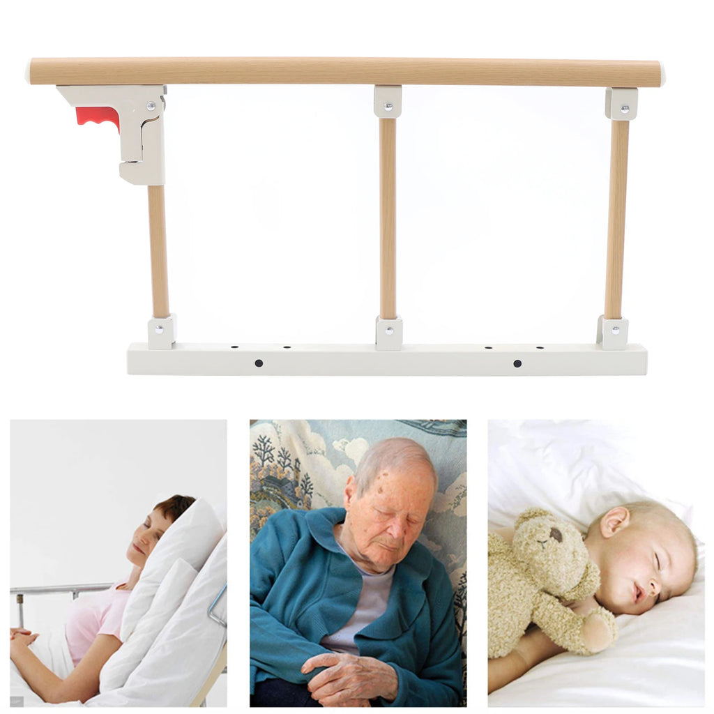 Bedside Foldable Wooden Bed Rail for Elderly Easy to Assemble, Bed Rail Safety Frame for Seniors Pregnant Patients, Bed Handrail