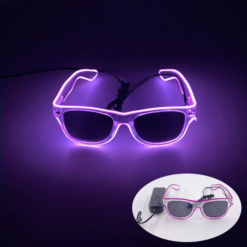 Novelty Fluorescent Luminous Glasses LED Light Up Rave Glasses Concert Supplies Neon Glowing Disco Glasses Props