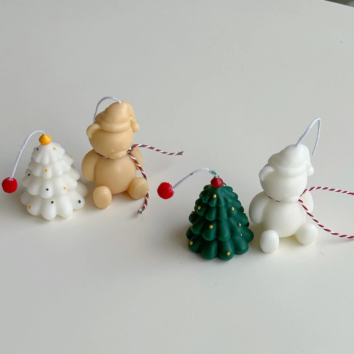 Instagram Christmas Candle Mini Hand-painted Christmas Tree Candle Bear Candle Christmas Gift Holiday Decoration