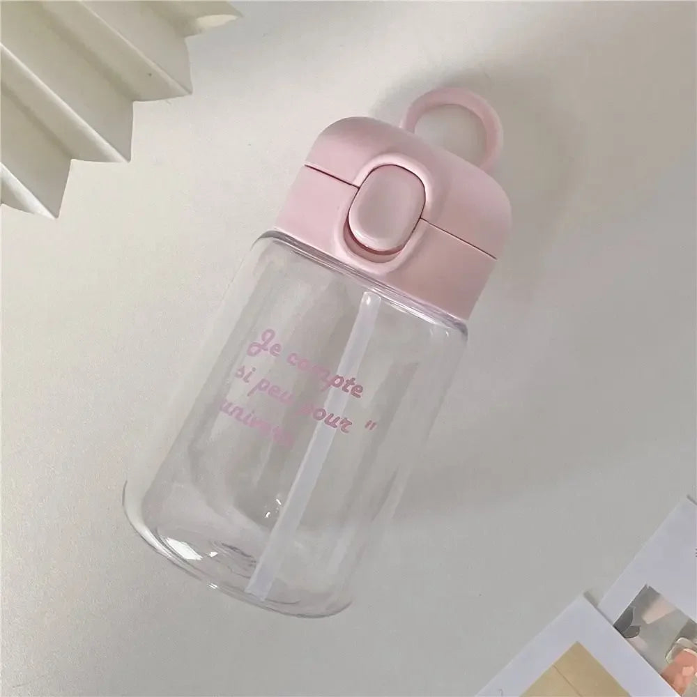350ML Cute Water Bottles Creative Transparent Straws and Lids Kids Sippy Cup Cartoon Spill Proof Beverage Cups Toddlers Feeding
