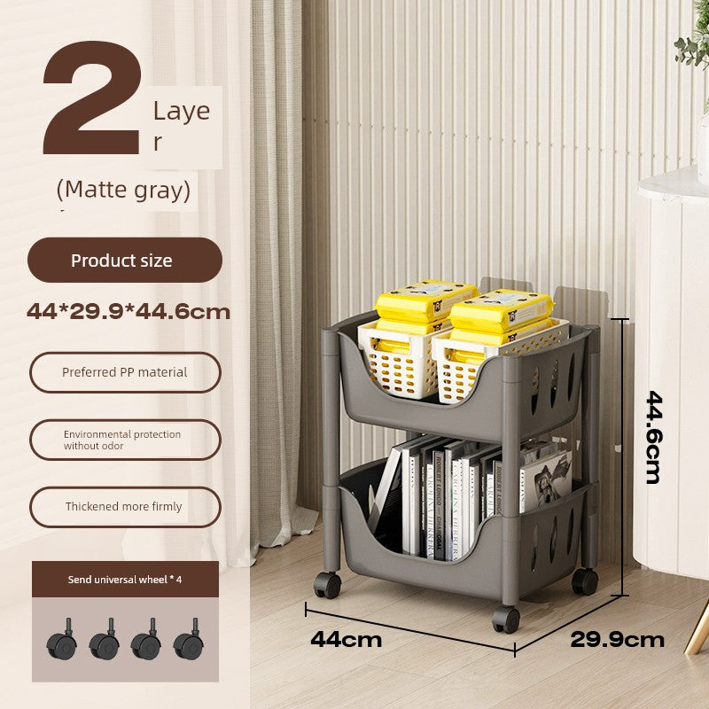 Multi-Layer Fruit and Vegetable Living Room and Bathroom Bookshelf Mobile Trolley