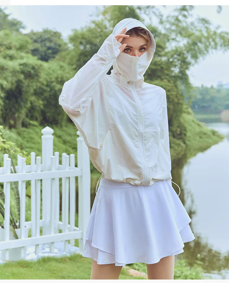 Outdoor Sunsuit Summer Mesh Breathable Zipper Skin Jacket Cardigan Excursion Hiking Hooded Sunscreen Jacket