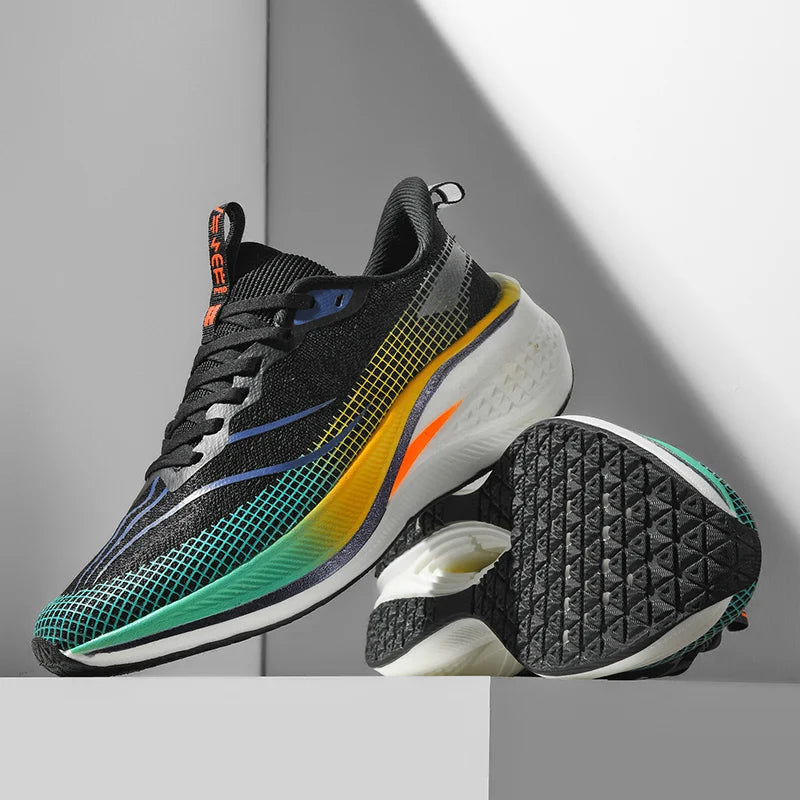 Marathon Air Cushion Carbon Plate Sports Running Shoes Men Breathable Lightweight Comfortable Athletic Tennis Sneakers Footwear