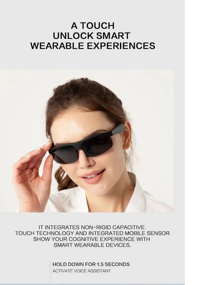 Smart Bluetooth Glasses 5.0 with Call and Music Waterproof Outdoor Cycling Sunglasses for Sports Running Hiking Men Women