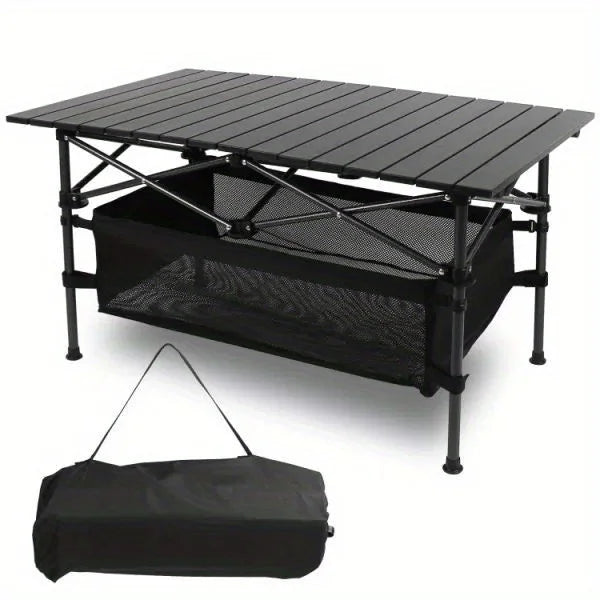 1 folding camping table portable aluminum roll picnic grill table carrying bags heavy duty outdoor party terrace