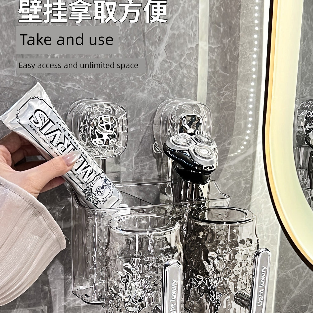 Suction Cup Toothbrush Rack Wall-Mounted No Punch Toothbrush Holder New Arrival Bathroom Tooth Cup Gargle Cup Shelf