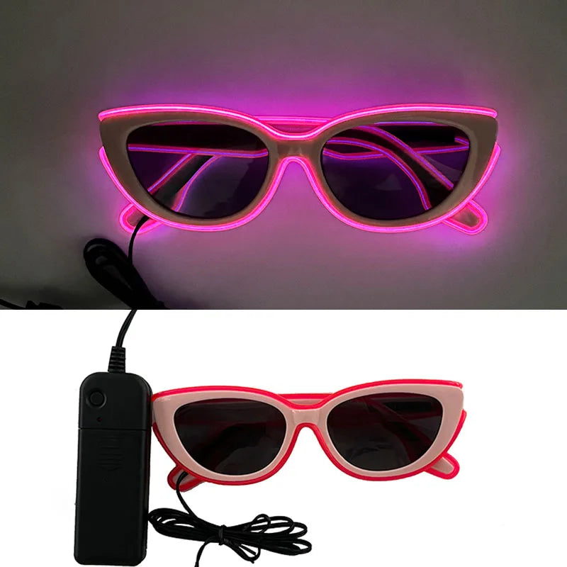 Novelty Fluorescent Luminous Glasses LED Light Up Rave Glasses Concert Supplies Neon Glowing Disco Glasses Props