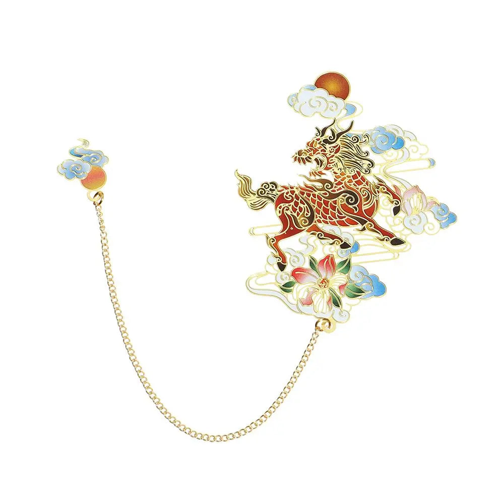 Stationery Metal Pendant Retro Chinese style Book Clip Pagination Mark Painted Brass Bookmark
