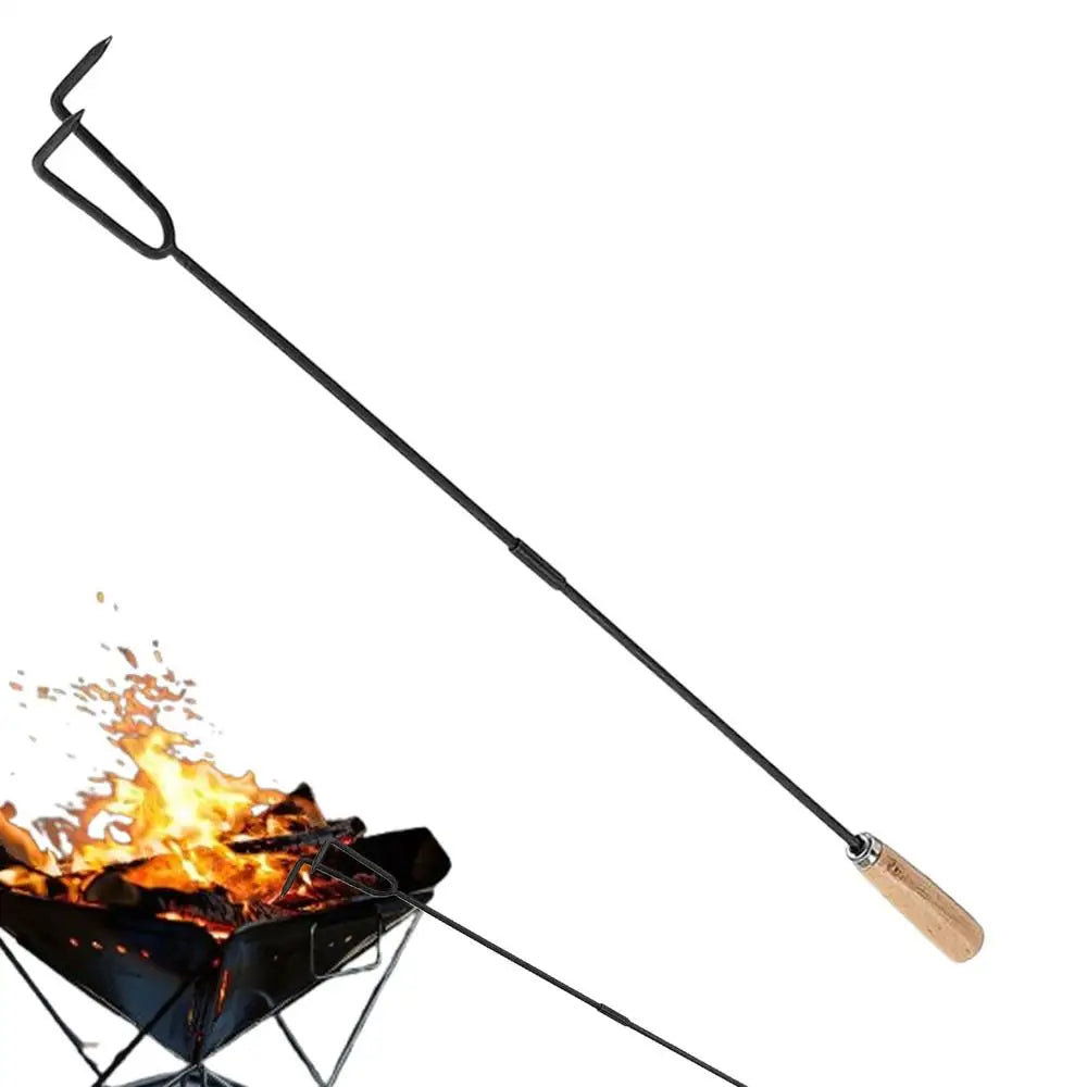 Fire Poker For Fire Pit Outdoor Camping Fire Poker 33 Inch Fireplace Poker With Wood Handle Long Campfire Poker Fire Pit Tools