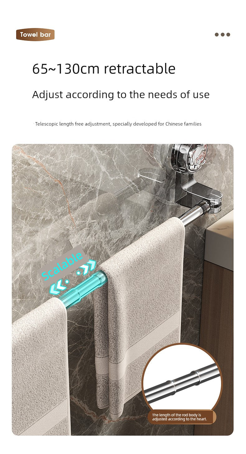 Suction Cup Towel Rack Bathroom Punch-Free Bathroom Retractable Towel Bar Storage Rack Bathroom Bath Towel Storage Rack