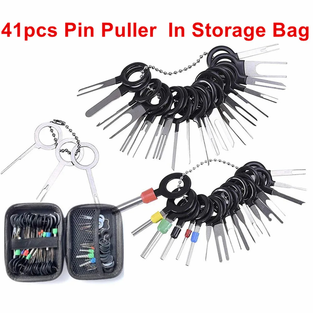 26/41pcs Car Terminal Ejector Kit Pin Removal Tool Set Automotive Electrical Stylus Wire Puller Tool Crimp Connector Extractor