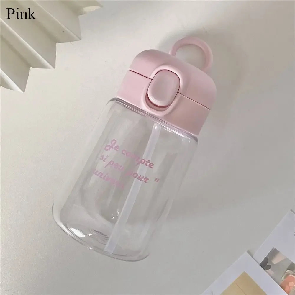 350ML Cute Water Bottles Creative Transparent Straws and Lids Kids Sippy Cup Cartoon Spill Proof Beverage Cups Toddlers Feeding