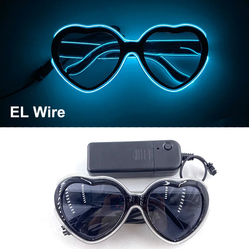 Novelty Fluorescent Luminous Glasses LED Light Up Rave Glasses Concert Supplies Neon Glowing Disco Glasses Props