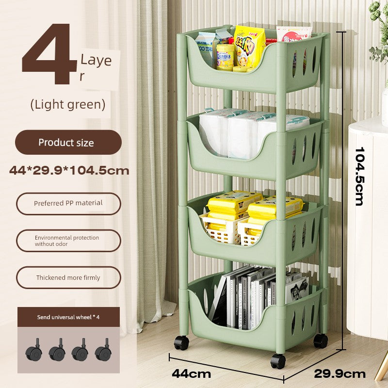 Multi-Layer Fruit and Vegetable Living Room and Bathroom Bookshelf Mobile Trolley
