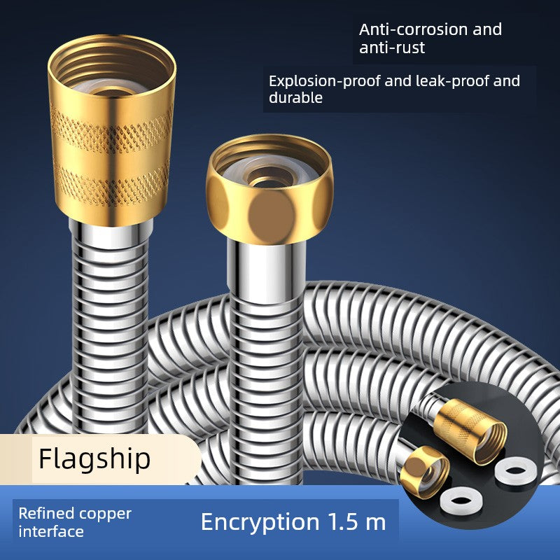 Shower Hose Explosion-Proof Shower Tube Boost Nozzle Refined Copper Neutral Connecting Pipe Water Heater Accessories Complete Collection Punch-Free