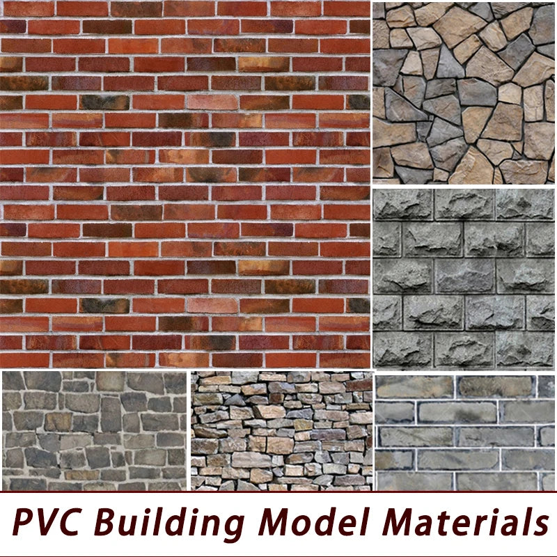 PVC Building Wall Panel Material 20X30CM Floor Tile Miniature Model For Diy Handmade House Design Scene Layout Diorama Kit 1Pcs