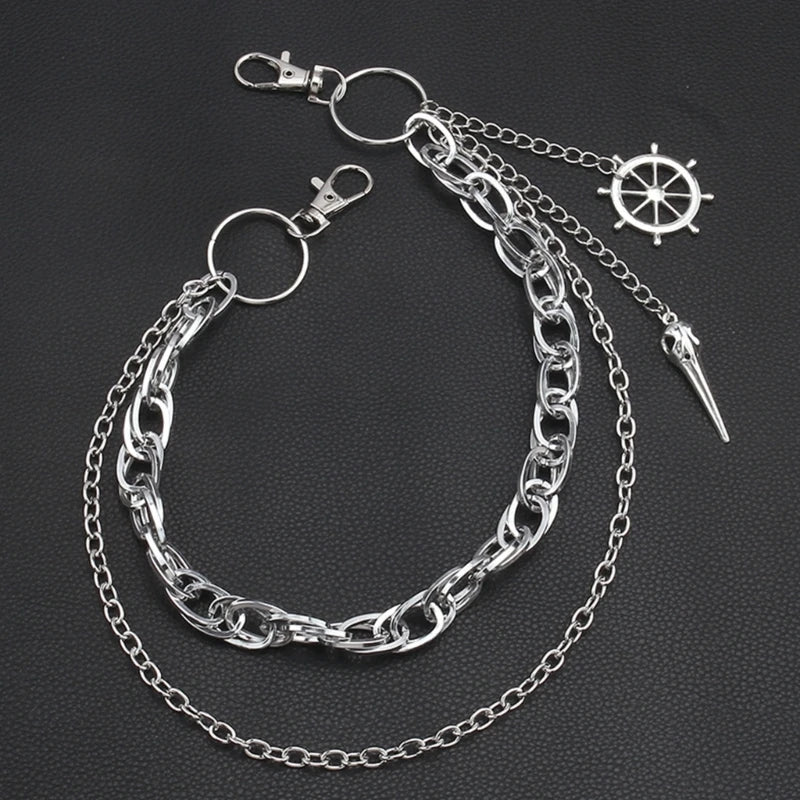 Harajuku Hip Hop Pants Chain Punk Jeans Chain Wallet Jewelry Unisex Trousers Ornament Aesthetic Halloween Chain for Daily Wear