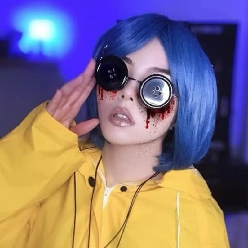 Game Peripheral Emily Dyer Button Eyes Glasses Cosplay Game Character for Halloween Costume Accessory Prop Novelty Funny Eyewear