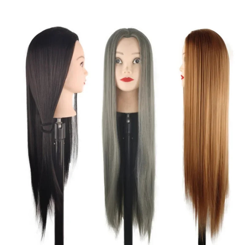 Long Hair Mannequin Head With Stand Hairdresser Practice Training Head Cosmetology Doll Hair braiding Practice Head for Salon