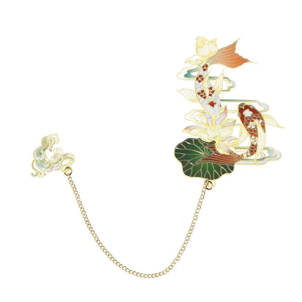 Stationery Metal Pendant Retro Chinese style Book Clip Pagination Mark Painted Brass Bookmark