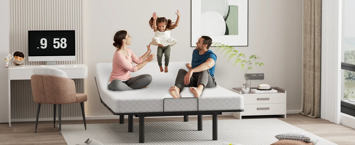 Adjustable Bed Base with one Bed Assist Rail for Seniors, Premium Quiet Motor, Anti-Snore, Zero Gravity, Memory Pre-Sets, Wirele