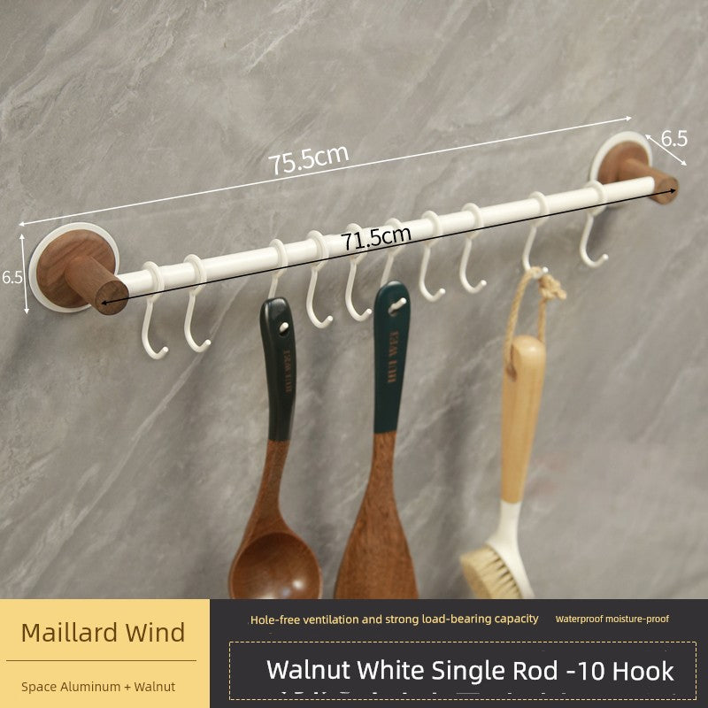Punch-Free Kitchen Washstand Wall-Mounted Solid Wood Storage Rack