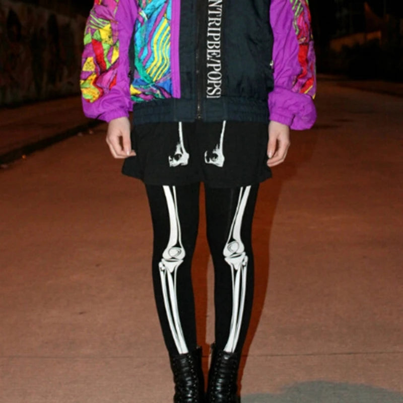 Women Horror Skeleton Bone Printed Tights Scary Terror Skull Halloween Themed Novelty Party Sexy Stockings Dropshipping