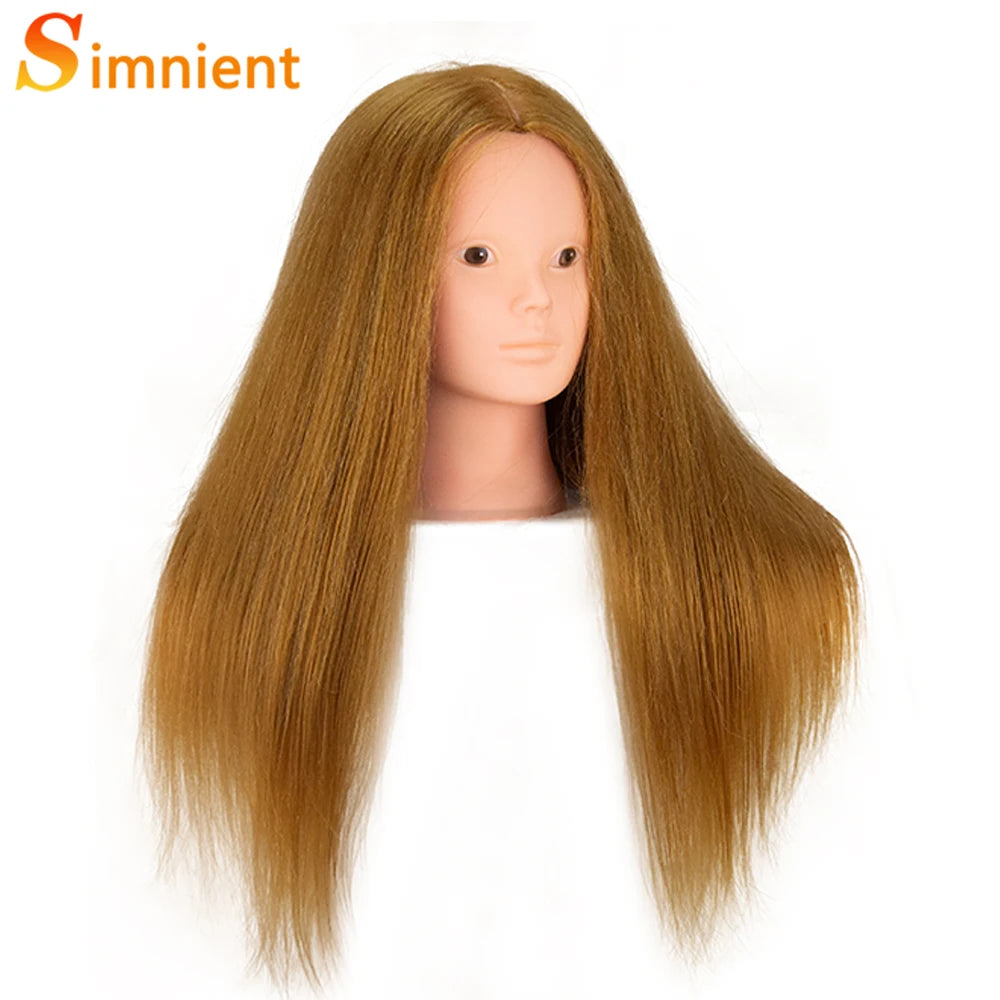 Mannequin Head With 26” 85%Real Human Hair Styling Training Head Manikin Cosmetology Doll Head For Straightening Curling Braid