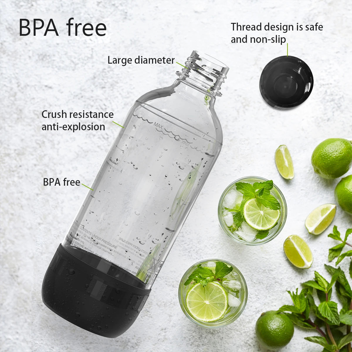 1L White PET Soda Carbonating Bottle - Ideal for Carbonated Beverages and Bottled Drinks