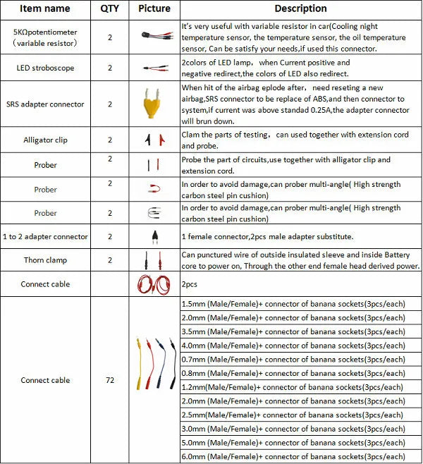 Auto Repair Tools Electrical Service Tools MST-08 Automotive Multi-function Lead Tools KIT Circuit Test Wires