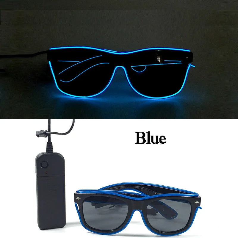 Novelty Fluorescent Luminous Glasses LED Light Up Rave Glasses Concert Supplies Neon Glowing Disco Glasses Props